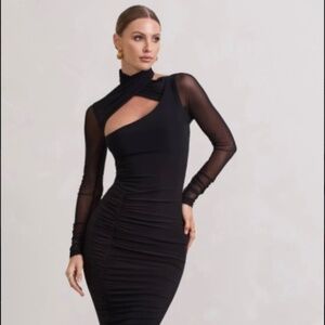 Black Ruched Midi Dress. Never Been  Worn!